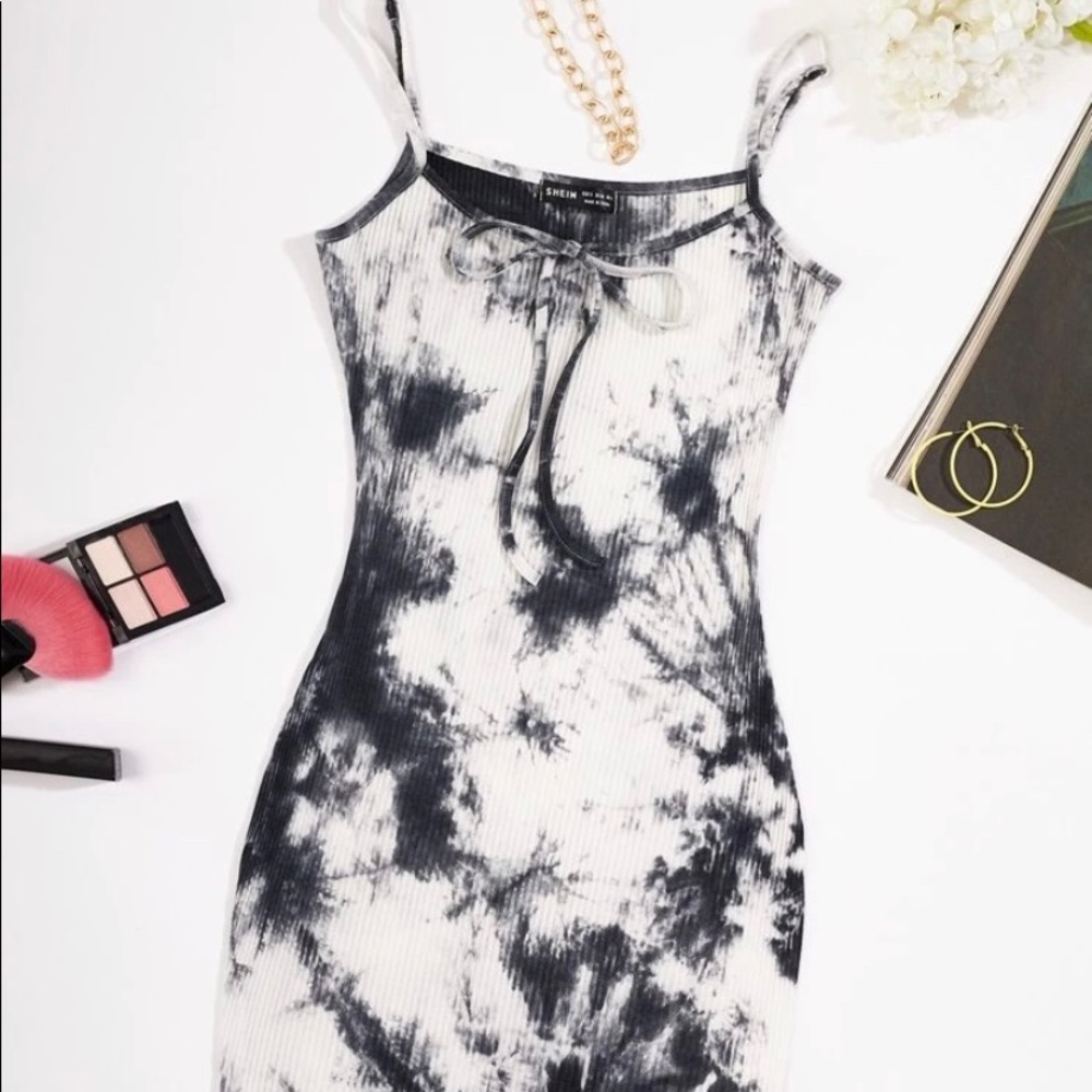 Knot tie dye slip dress